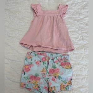 Rufflebutts Pink Ruffle Top and Floral Shorts Set